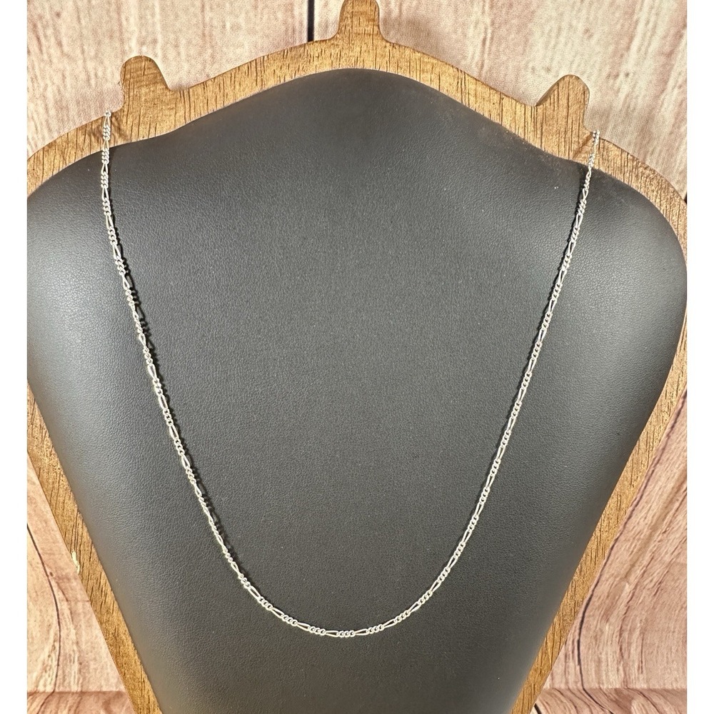 VTG Sterling Silver 925 Figaro Chain Necklace, 20", marked 925 Italy, 3.49 G
